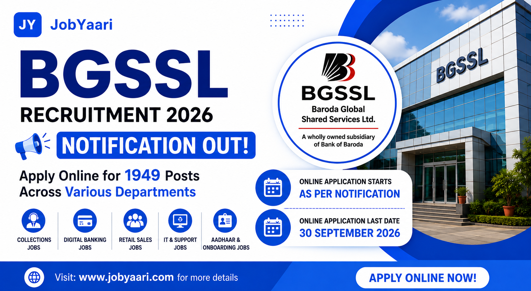 BGSSL Recruitment 2026 Notification for various posts including Apprentice, Field Collection Officer, Digital Onboarding Specialist, Sales Officer and Aadhaar Operator