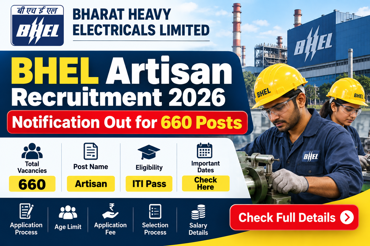 BHEL Artisan Recruitment 2026 notification out for 660 posts, eligibility, important dates and application details