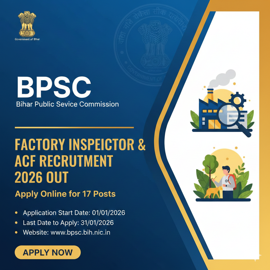BPSC Factory Inspector & ACF Recruitment 2026 Out – Apply Online for 17 Posts
