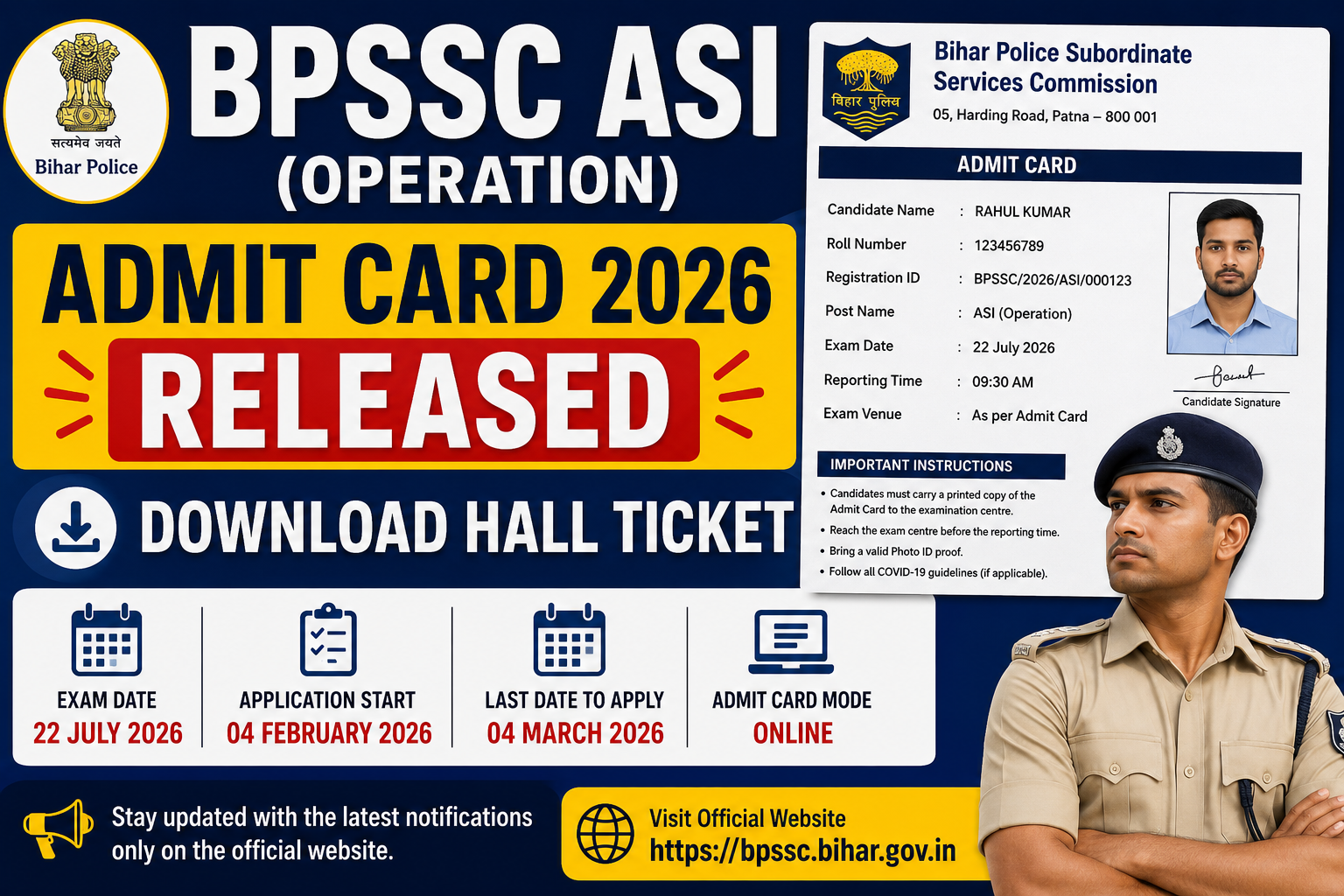 BPSSC ASI Admit Card 2026 Out – Download Hall Ticket