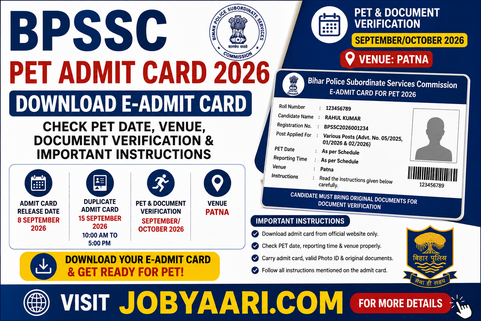 BPSSC PET Admit Card 2026: Download E-Admit Card, Check PET Date, Venue, Document Verification & Imp