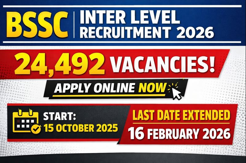 BSSC Inter Level Recruitment 2026 Apply Online – 24,492 Vacancies, Last Date Extended