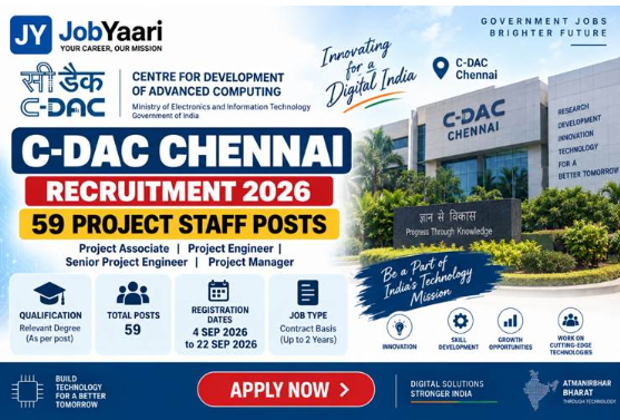 C-DAC Chennai Recruitment 2026 – Apply for 59 Project Staff Posts Online
