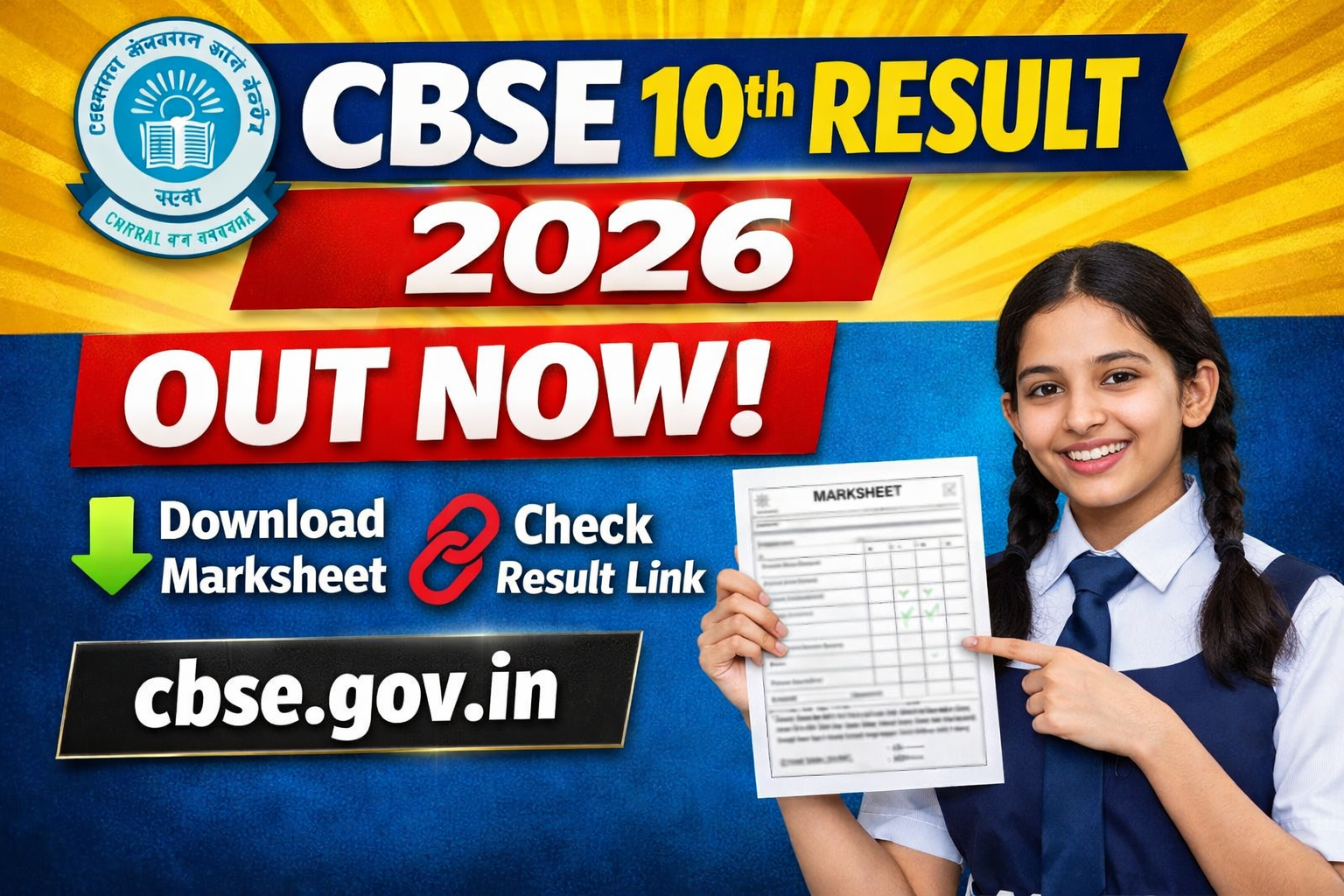 CBSE 10th Result 2026 Out Now – Download Marksheet & Check Result Link