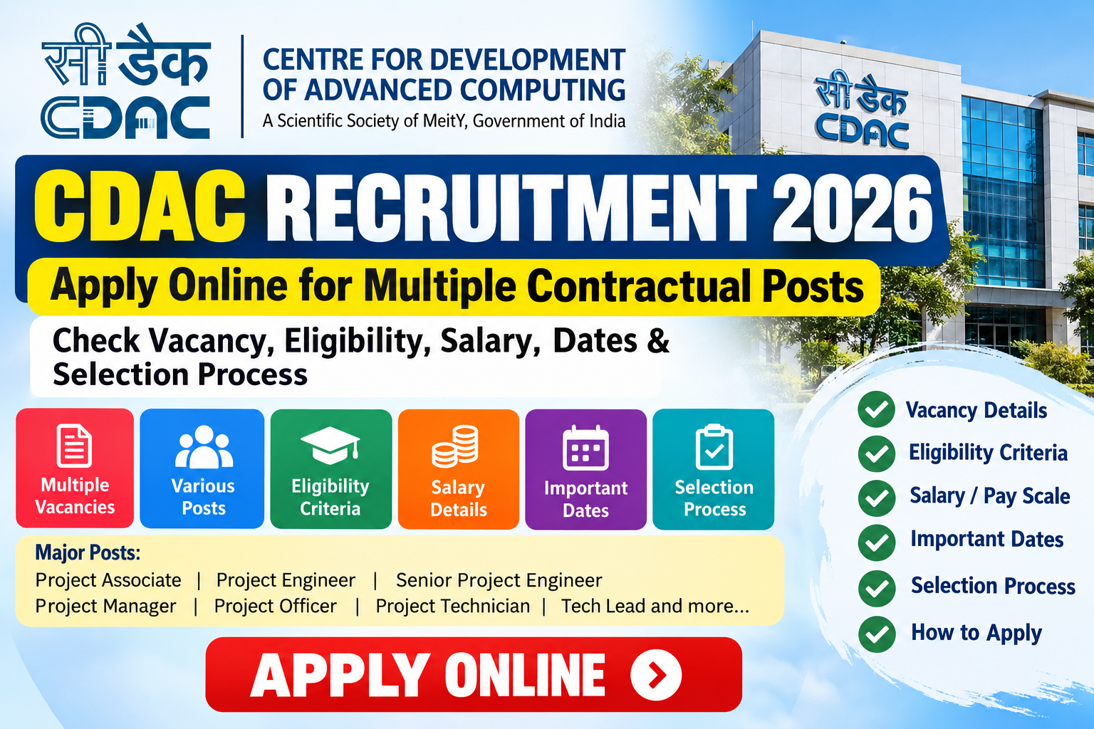 CDAC Recruitment 2026: Apply Online for Multiple Contractual Posts