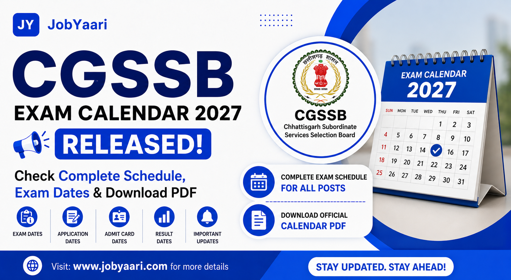 CGSSB Exam Calendar 2027 Released – Complete Chhattisgarh Government Exam Schedule and Exam Dates