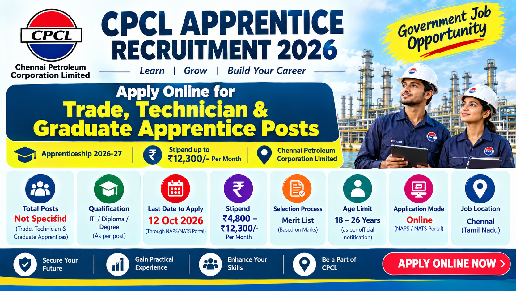 CPCL Apprentice Recruitment 2026: Notification Out, Apply Online for Apprenticeship 2026-27