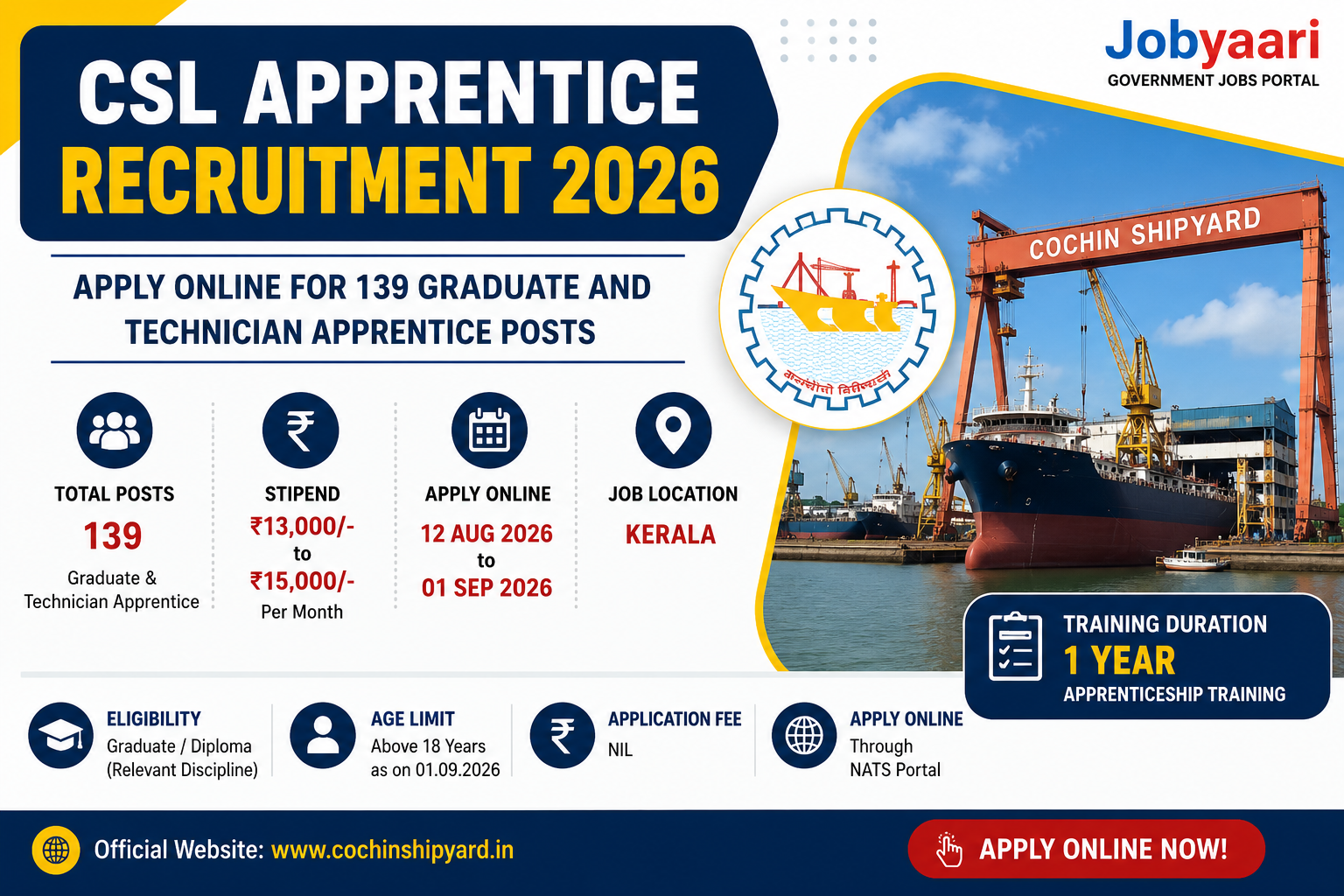 CSL Apprentice Recruitment 2026 – Apply Online for 139 Graduate and Technician Apprentice Posts