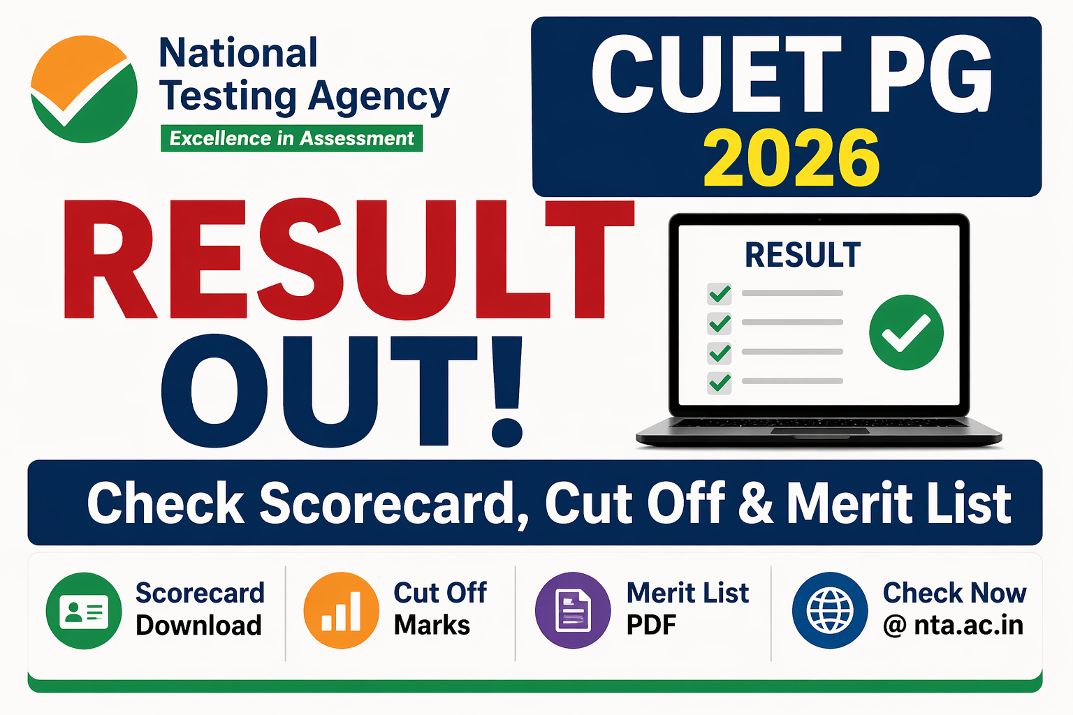 CUET PG Result 2026 Out – Check Scorecard, Cut Off & Merit List @ nta.ac.in