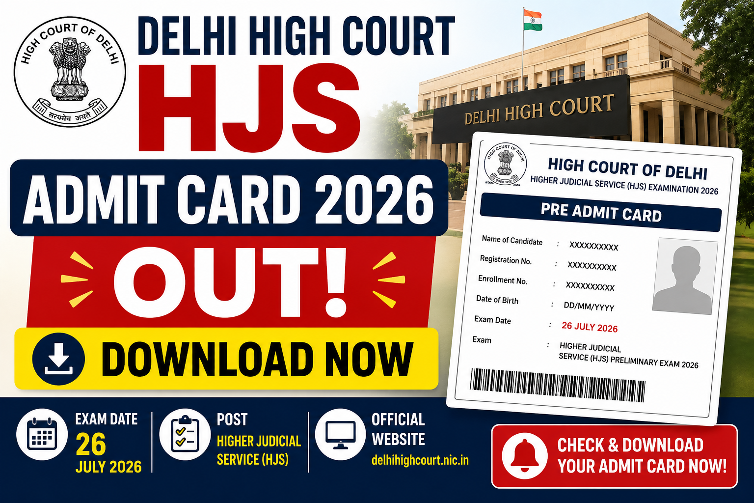 Delhi High Court HJS Admit Card 2026 Out, Download Now