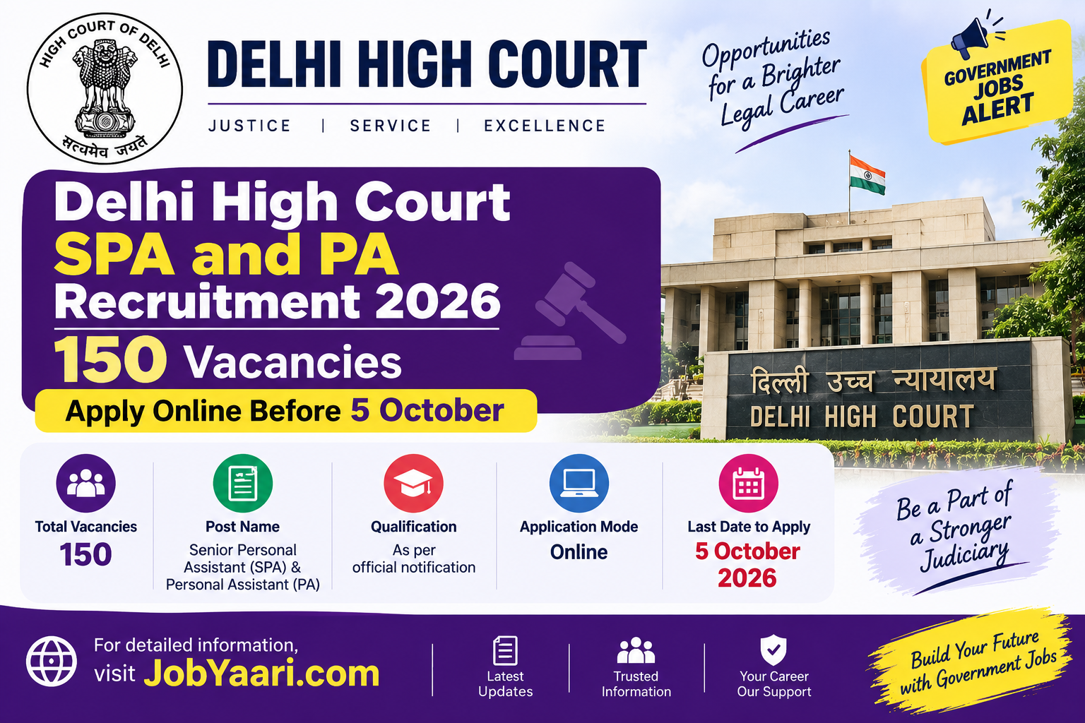 Delhi High Court SPA and PA Recruitment 2026 official vacancy notice