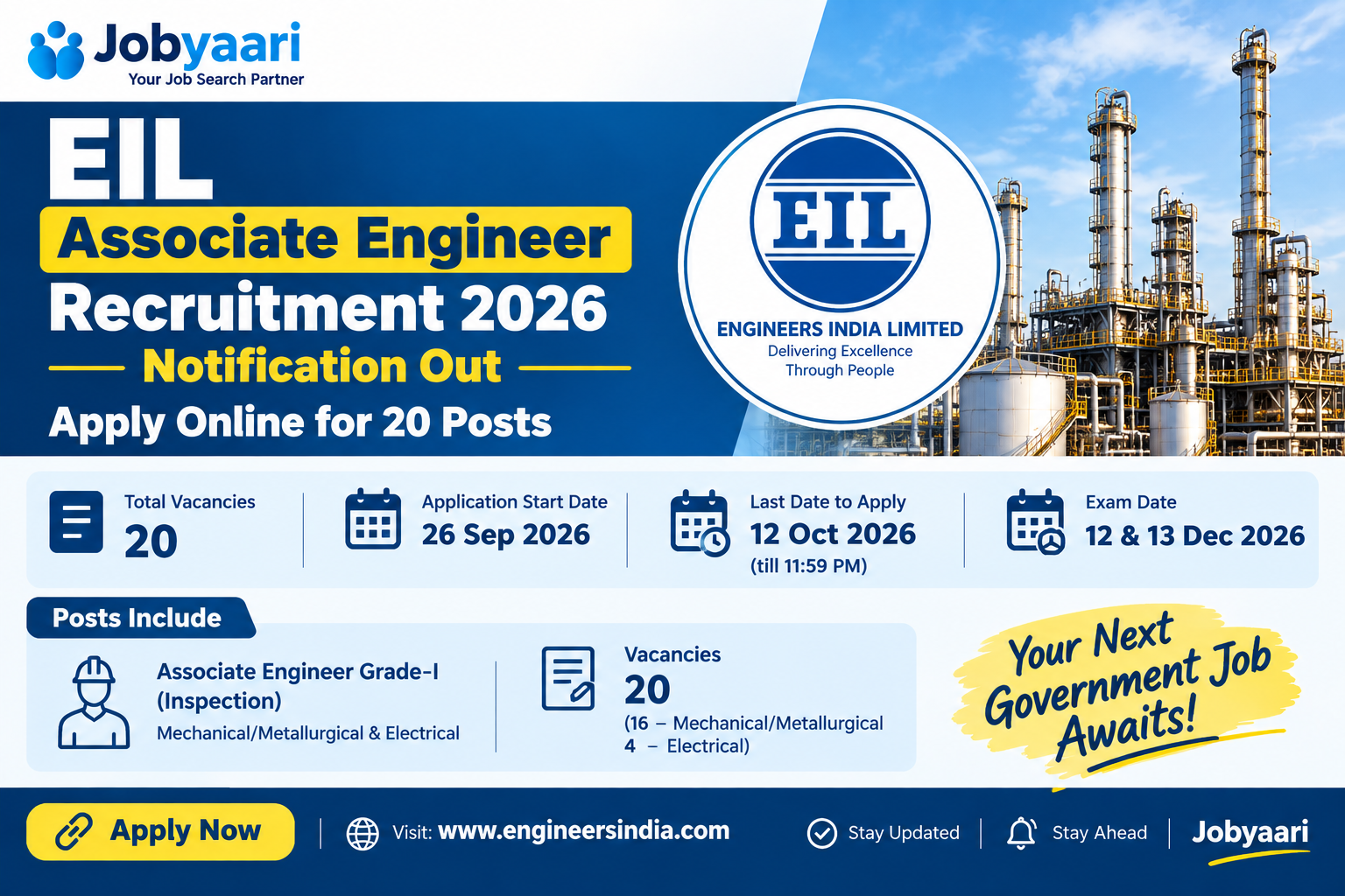 EIL Associate Engineer Recruitment 2026 – Apply Online for 20 Posts