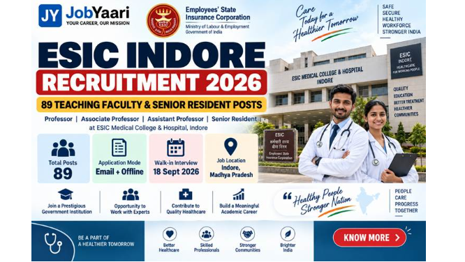 ESIC Indore Recruitment 2026 – Notification for 89 provisional vacancies