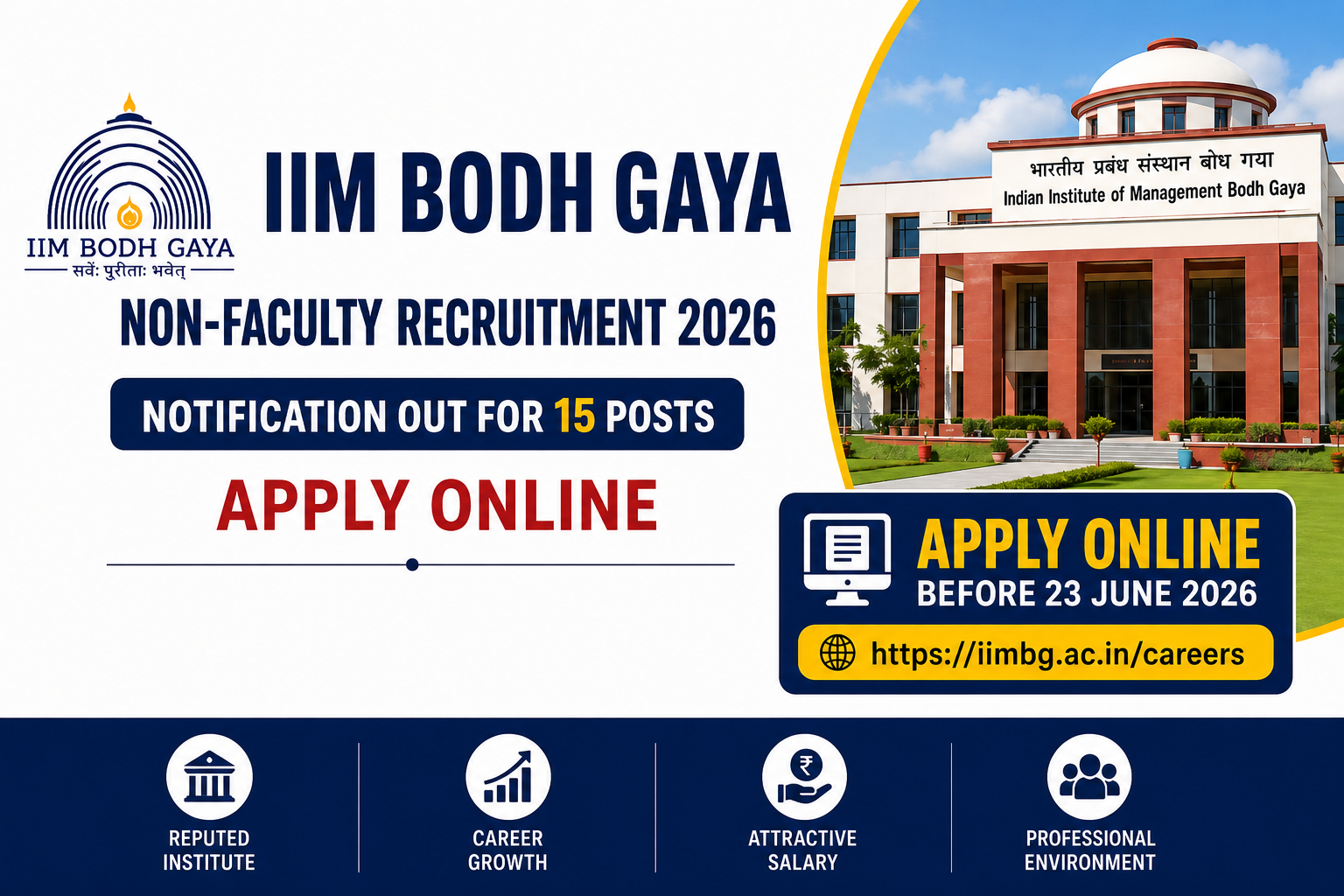 IIM Bodh Gaya Non-Faculty Recruitment 2026 Notification Out for 15 Posts, Apply