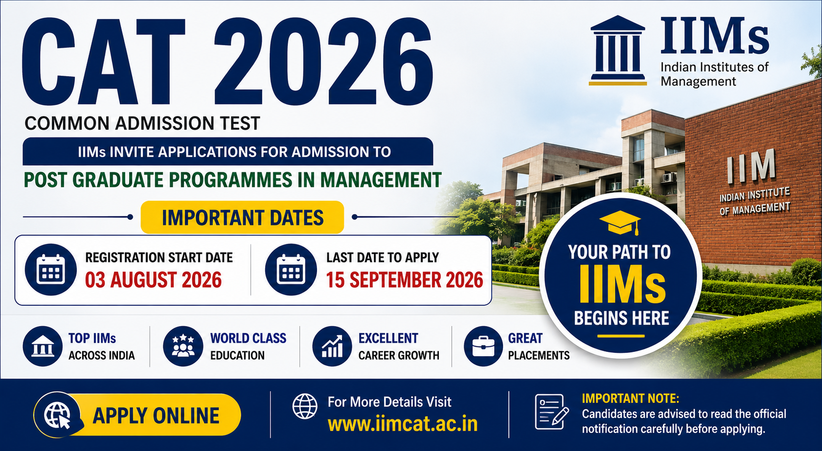IIM CAT 2026 Registration Begins – Apply Online for MBA Admission