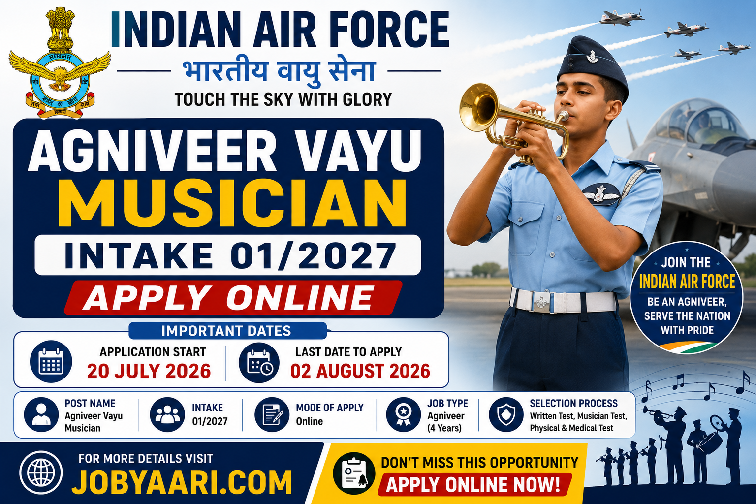 Indian Air Force Agniveer Vayu Musician Intake 01/2027 Apply Online