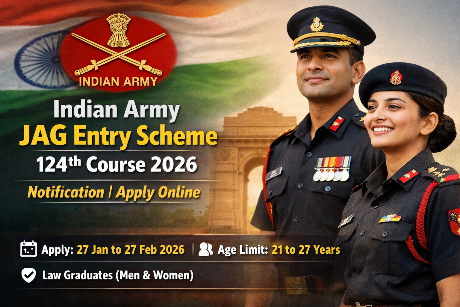 Indian Army JAG Entry Scheme 124th Course 2026 Notification-Apply Online