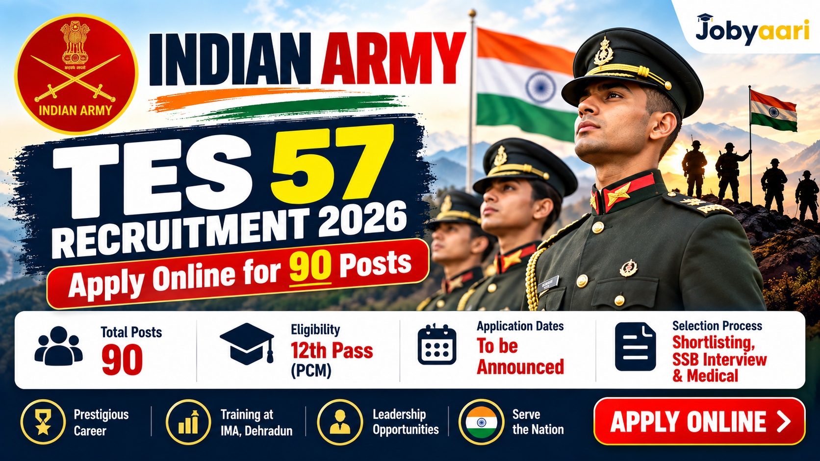 Indian Army TES 57 Recruitment 2026: Apply Online for 90 Posts, Eligibility & Dates