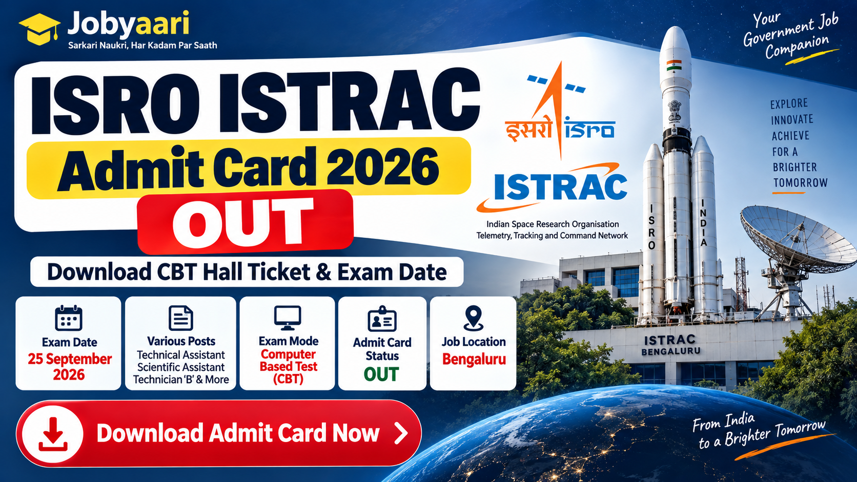 ISRO ISTRAC Various Post Admit Card 2026 OUT – Download CBT Hall Ticket