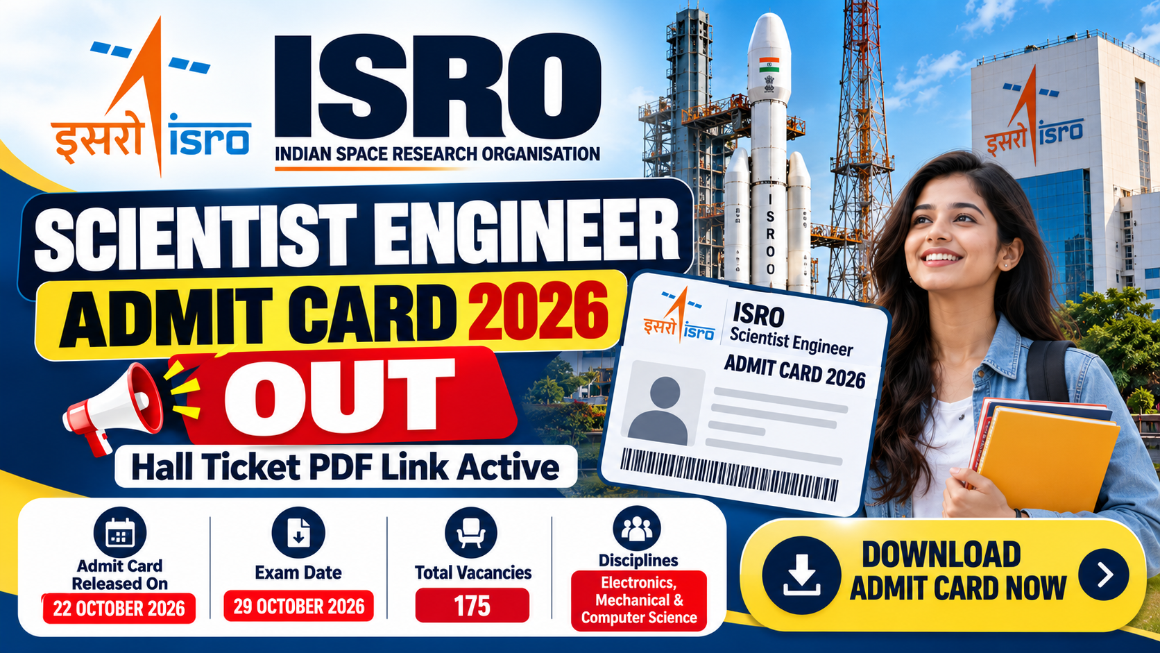 ISRO Scientist Engineer Admit Card 2026 Out, Hall Ticket PDF Link Active