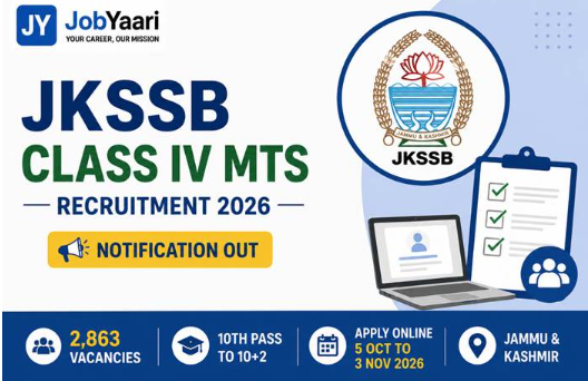 JKSSB Class IV MTS Recruitment 2026 – Apply Online for 2,863 Posts