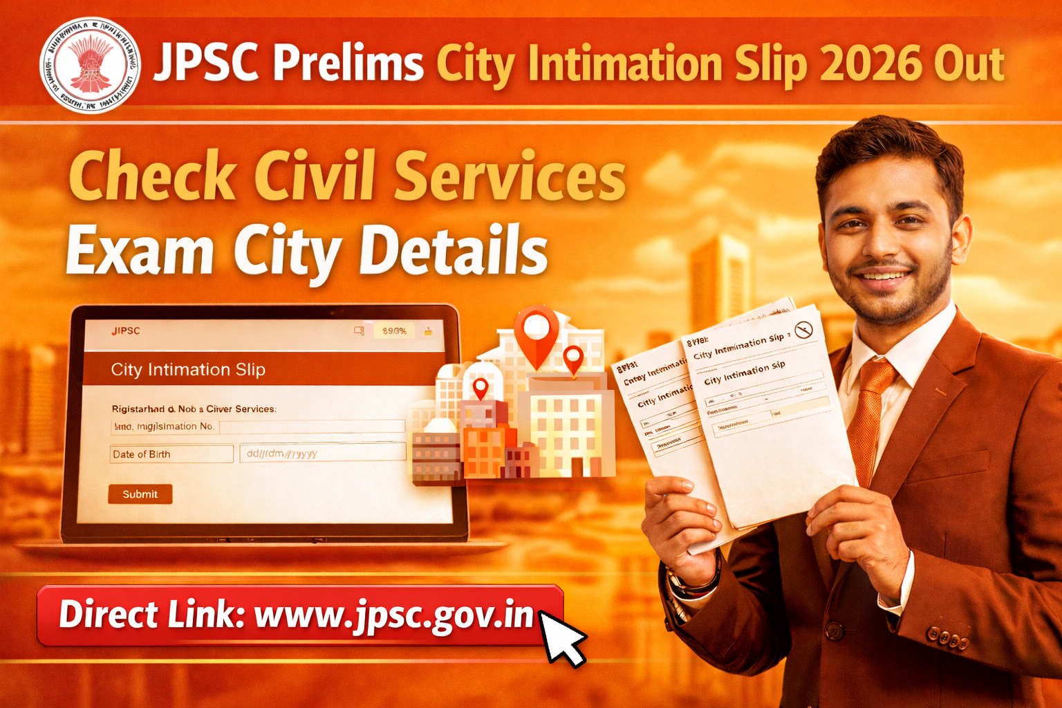 JPSC Prelims City Intimation Slip 2026 Out, Check Civil Services Exam City Details