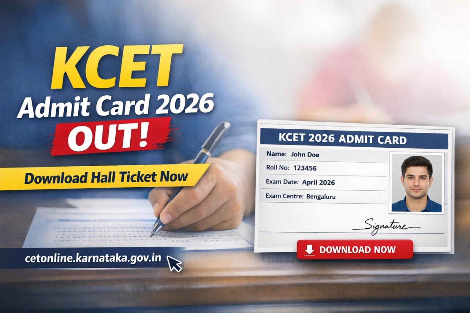 KCET Admit Card 2026 Out, Download Hall Ticket at cetonline.karnataka.gov.in