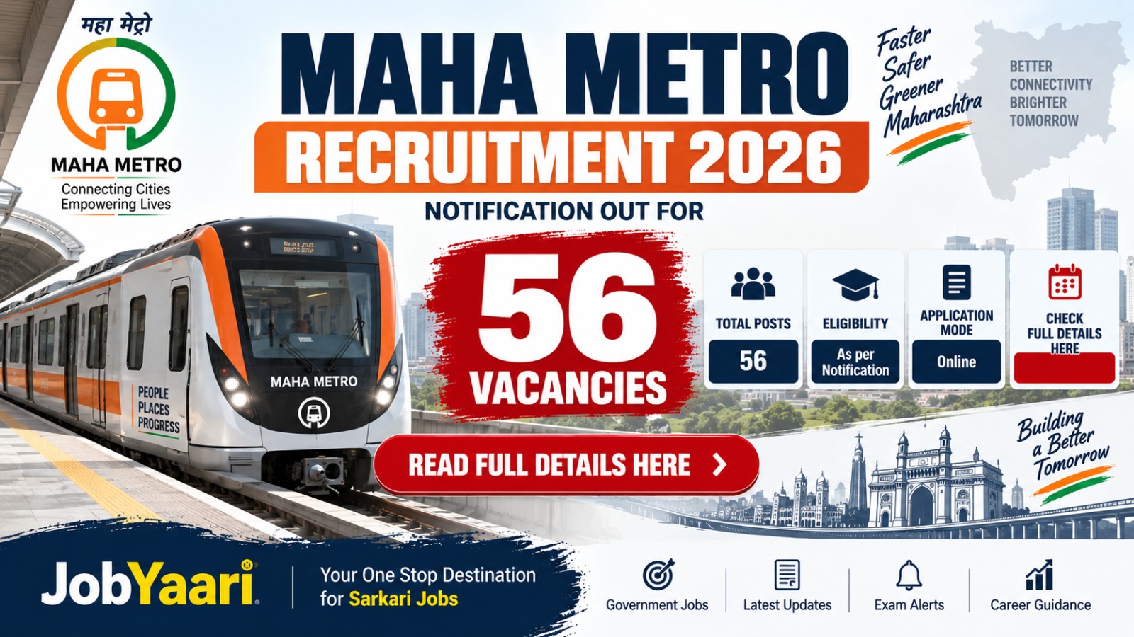 MAHA Metro Recruitment 2026 official notification for 56 posts