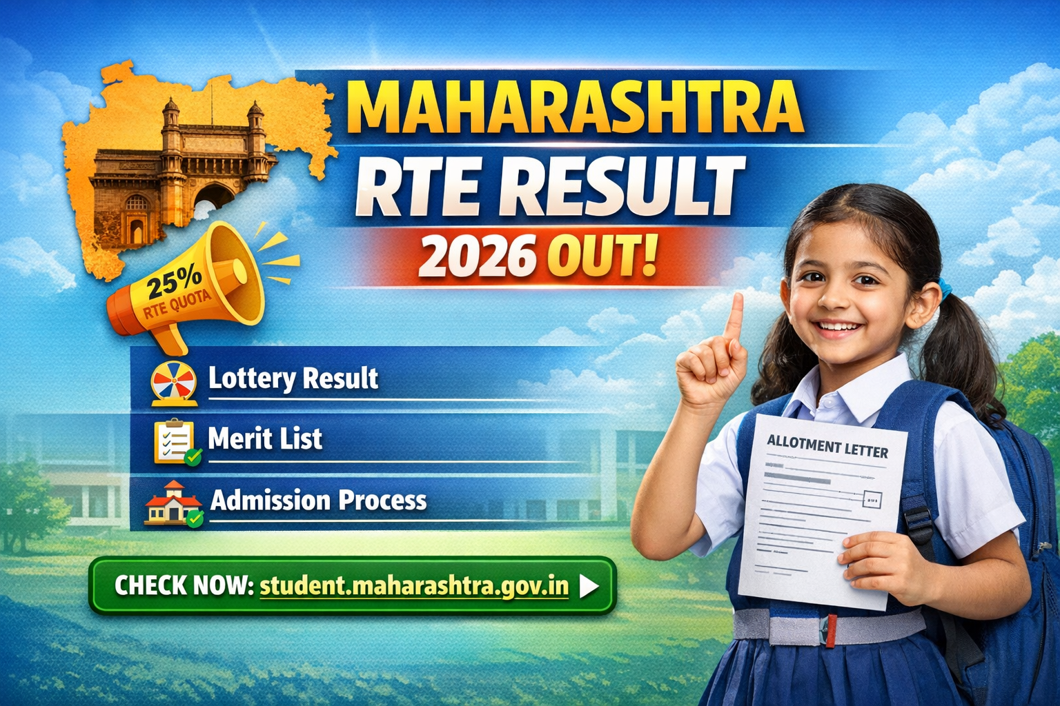 Maharashtra RTE Result 2026 Out – Check Lottery Result, Merit List & Admission Process