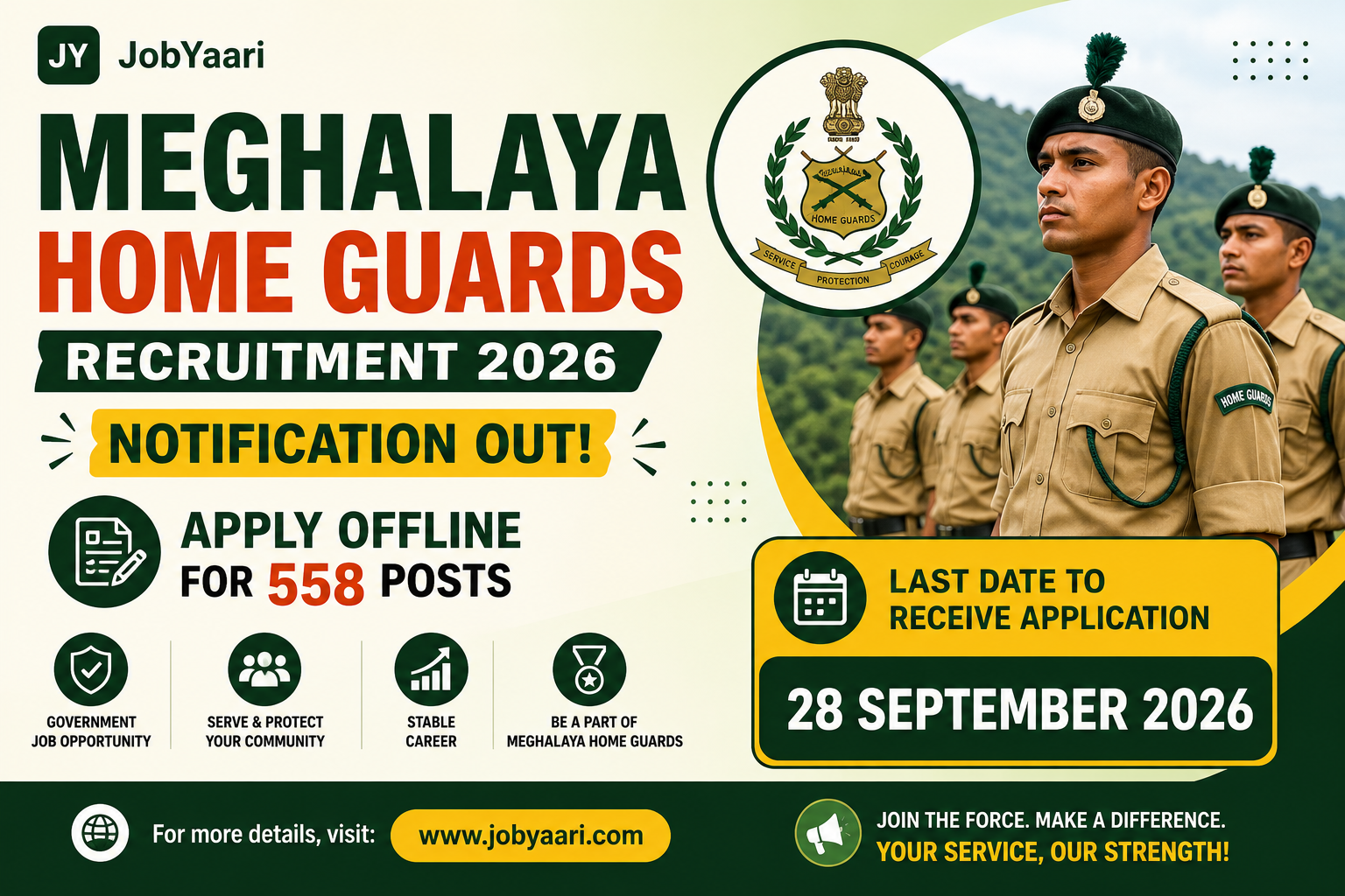 Meghalaya Home Guards Recruitment 2026 Notification Out for 558 Guardsman and Equivalent Rank Posts – Apply Offline