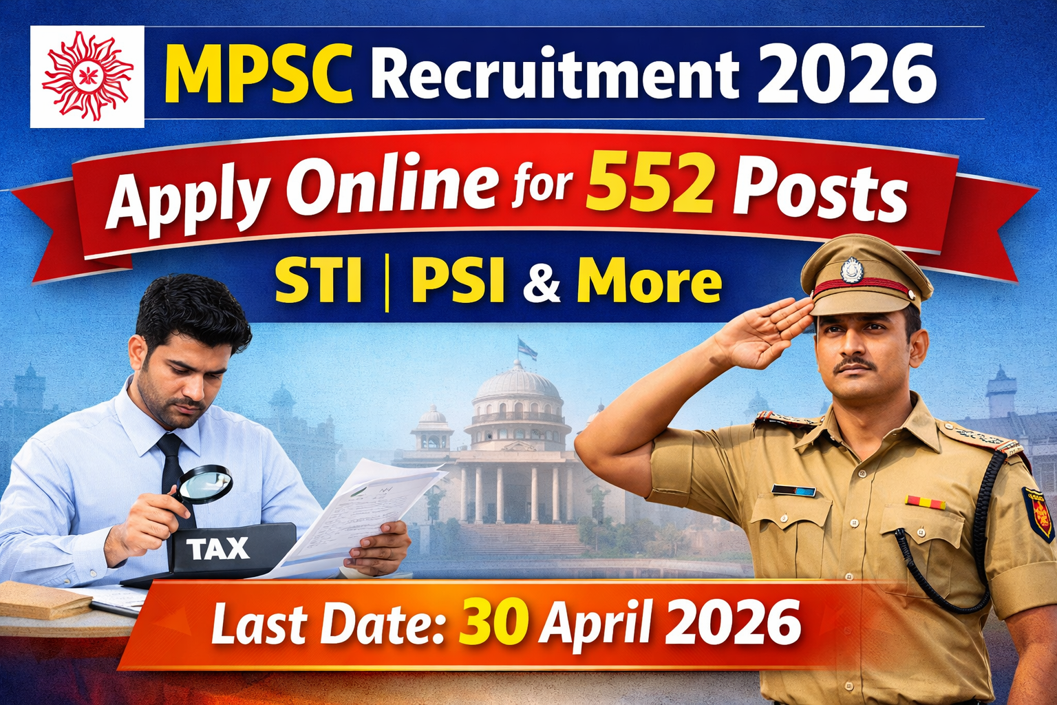 MPSC Recruitment 2026 Apply Online for 552 Posts – STI, PSI & More | Last Date 30 April