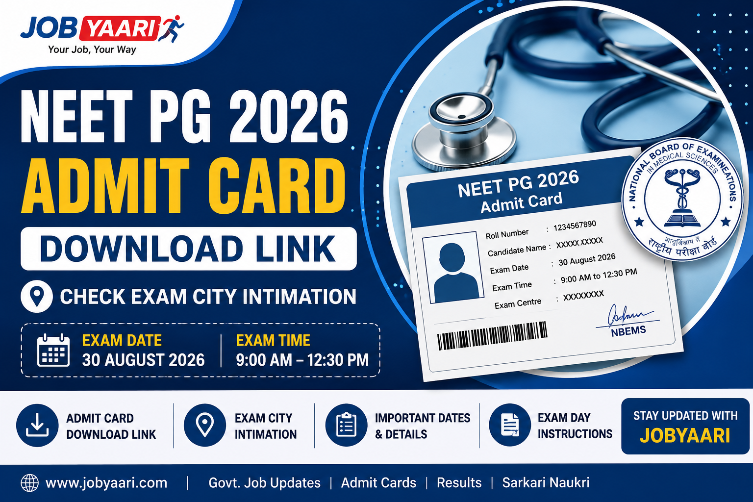 NEET PG 2026 Admit Card Download Link and Exam City Intimation