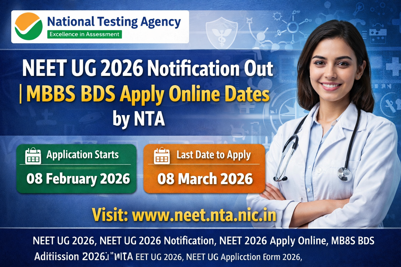 NEET UG 2026 Notification Out | MBBS BDS Apply Online Dates by NTA