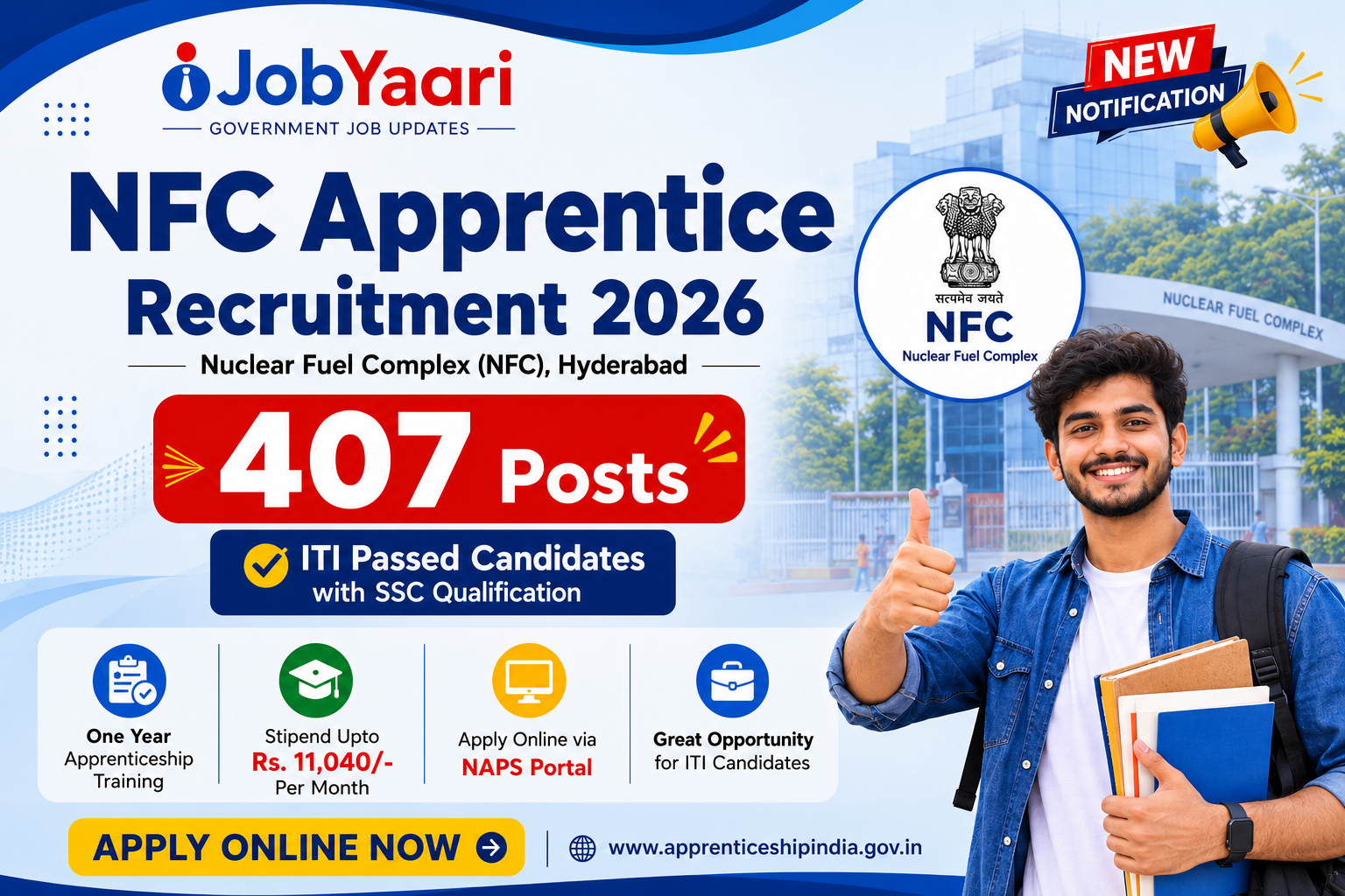 NFC Apprentice Recruitment 2026: 407 Posts, Apply Online, Eligibility, Stipend & Last Date