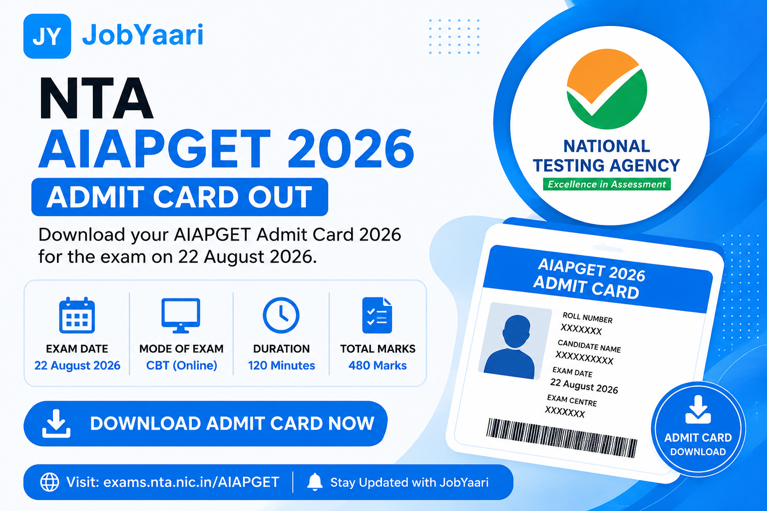 NTA AIAPGET Admit Card 2026 Released – Download Hall Ticket for 22 August Exam