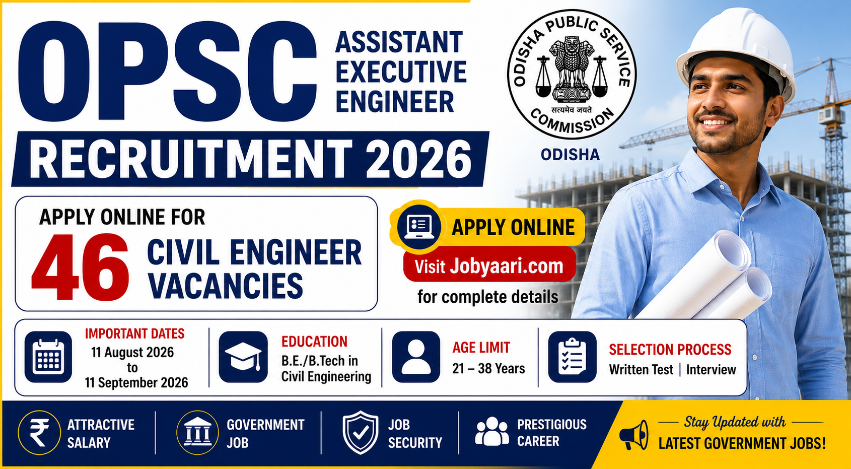 OPSC Assistant Executive Engineer Recruitment 2026 Apply Online for 46 Civil Engineer Vacancies