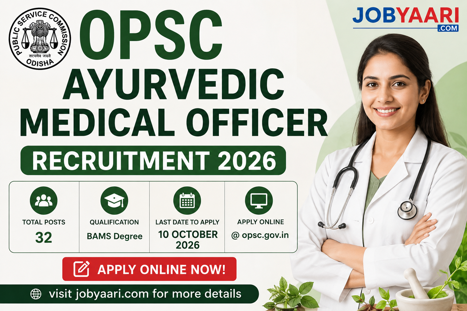 OPSC Ayurvedic Medical Officer Recruitment 2026 – Apply Online for 32 Posts