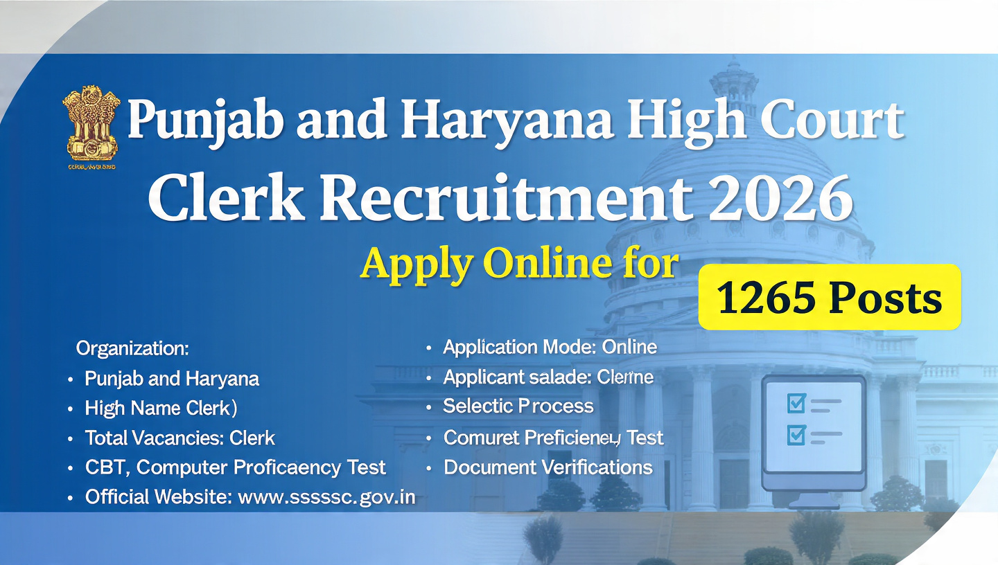 Punjab and Haryana High Court Clerk Recruitment 2026 – Apply Online for 1265 Posts