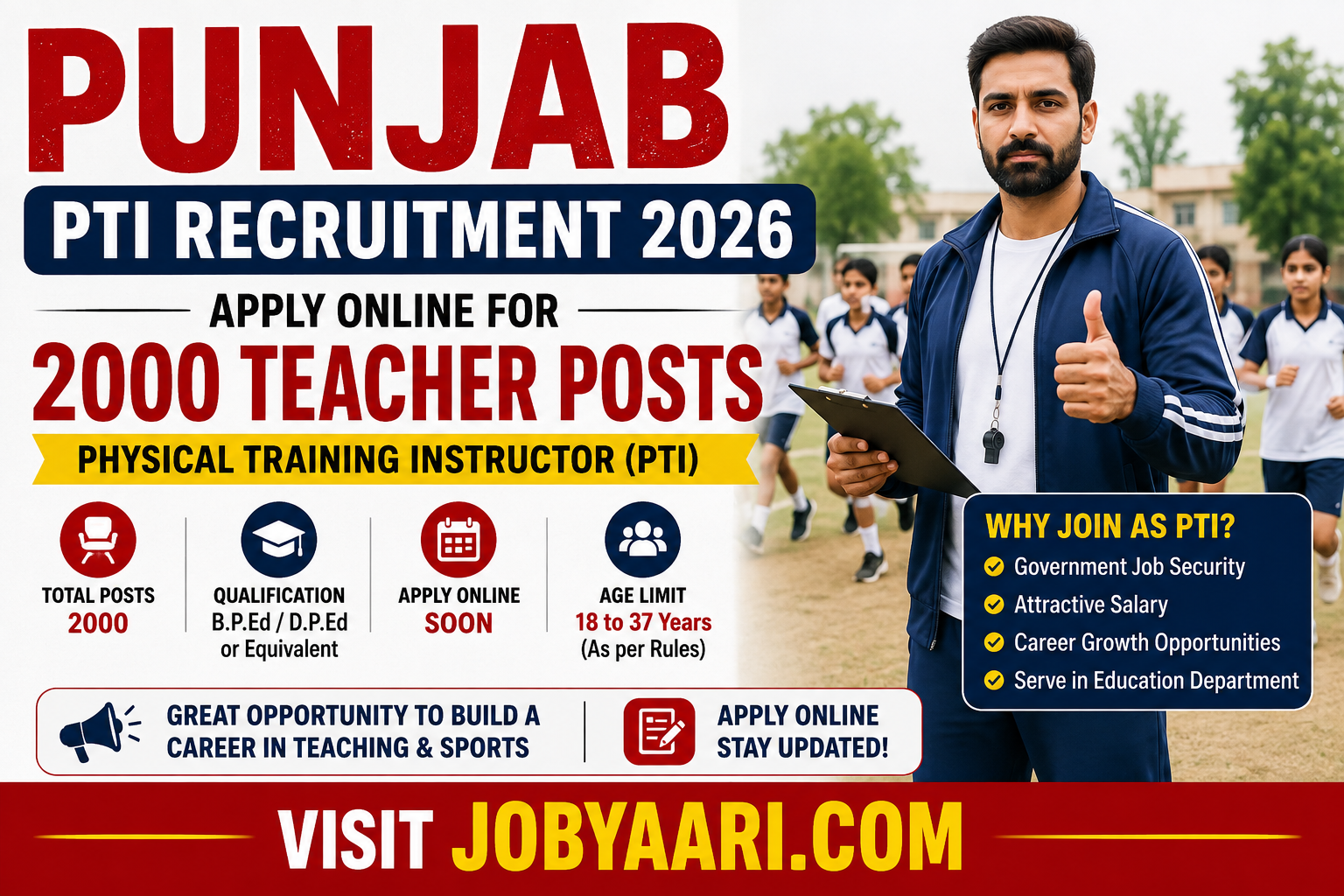 Punjab PTI Recruitment 2026 Notification Out for 2000 Vacancies, Apply Online
