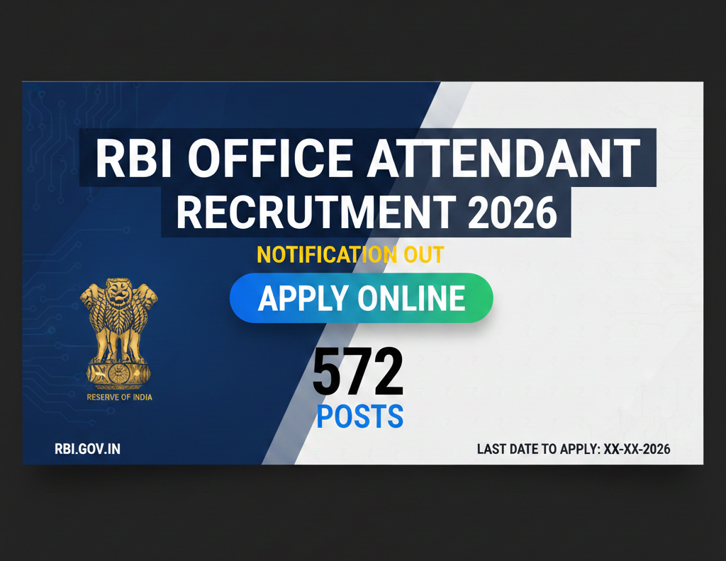 RBI Office Attendant Recruitment 2026 Notification Out – Apply Online for 572 Posts