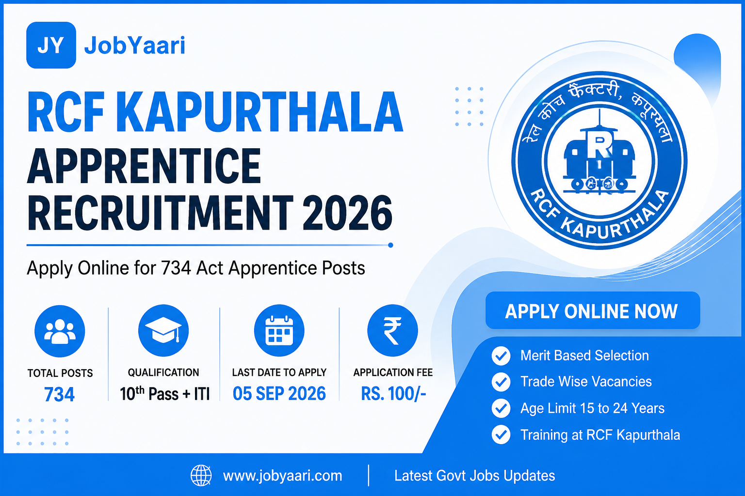RCF Apprentice Recruitment 2026: Apply Online for 734 Posts at Kapurthala