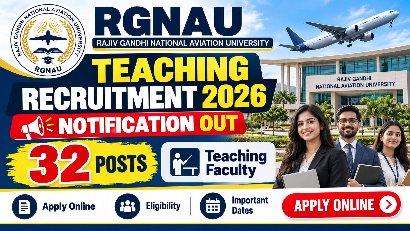 RGNAU Teaching Recruitment 2026 Notification Out: Apply Online for 32 Posts, Eligibility & Dates
