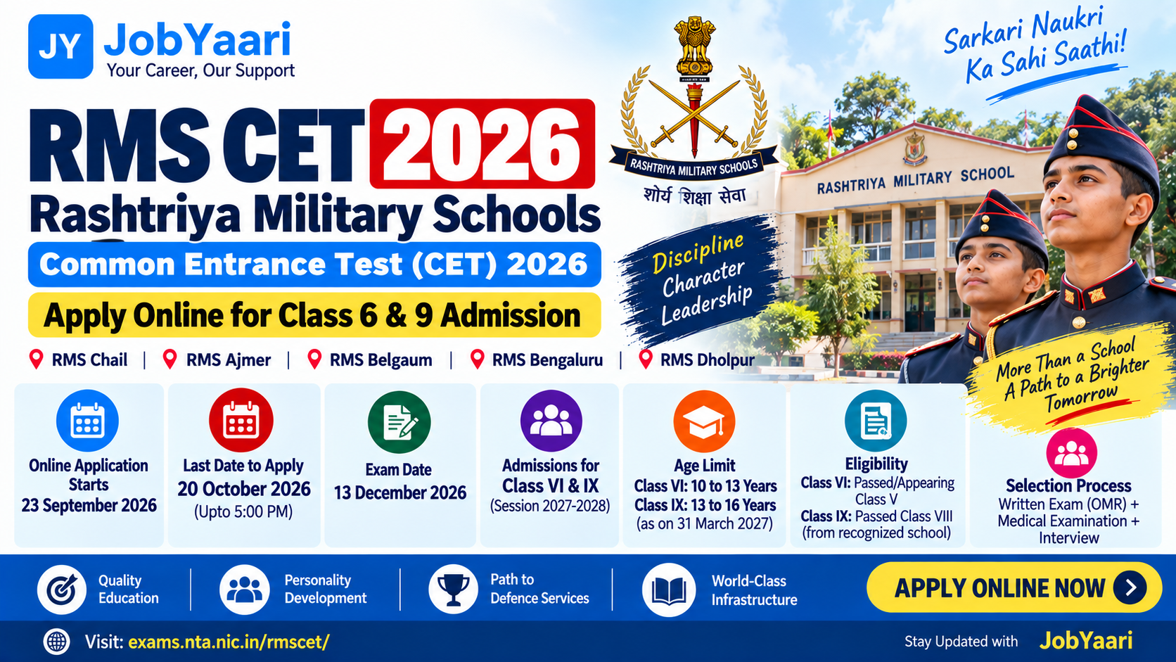 RMS CET 2026: Apply Online for Class 6 & 9 Admission, Check Eligibility, Age Limit, Exam Date and Co