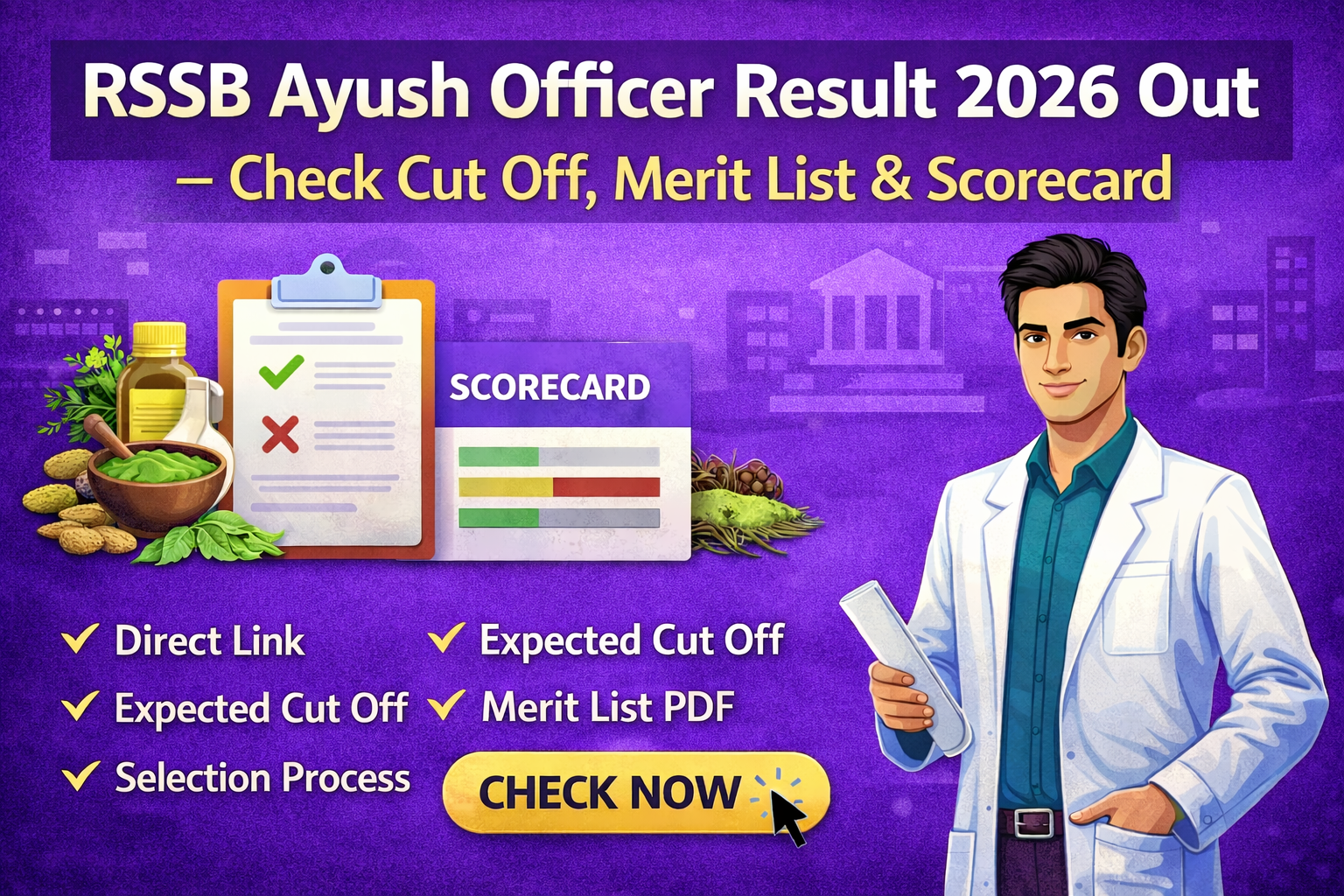 RSSB Ayush Officer Result 2026 Out – Check Cut Off, Merit List & Scorecard