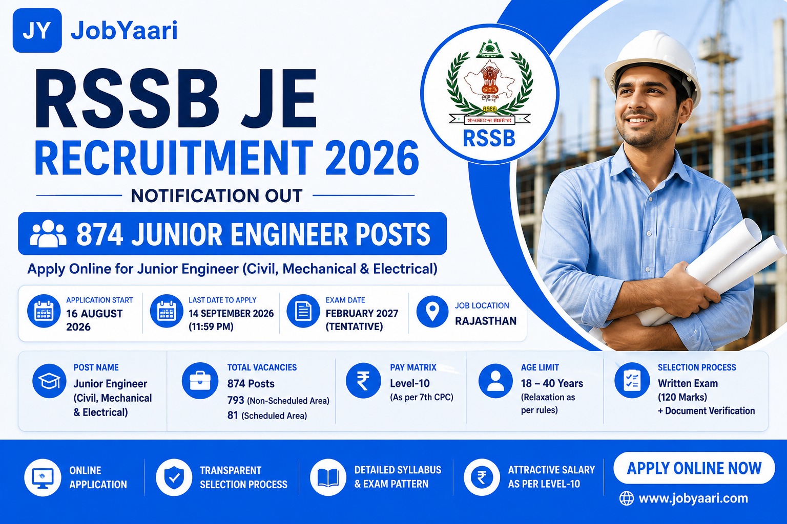 RSSB JE Recruitment 2026 Notification Out – Apply Online