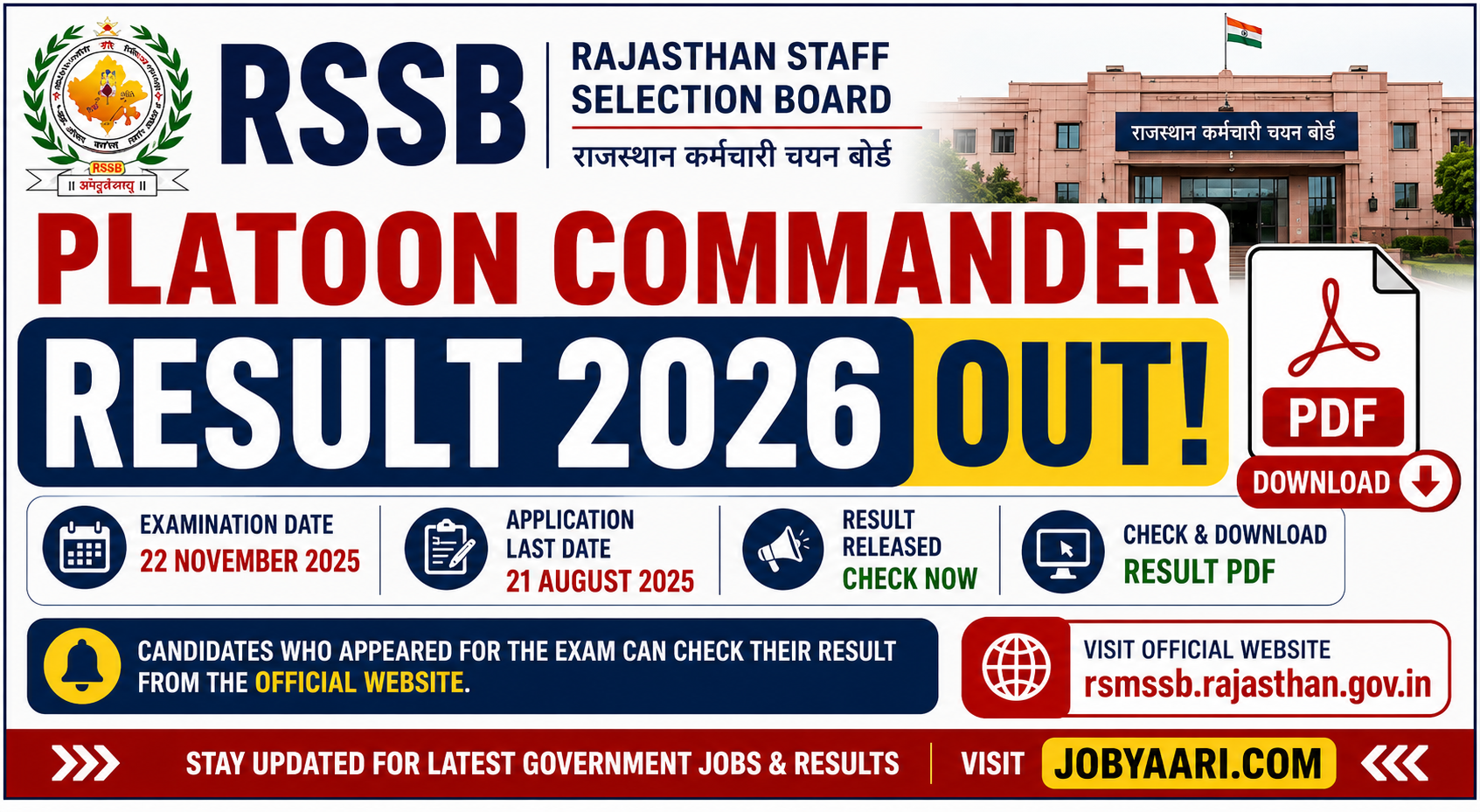 RSSB Platoon Commander Result 2026 Out, Download Result PDF