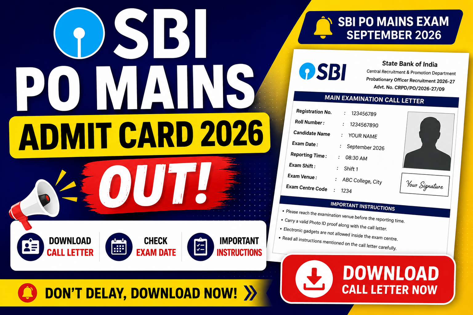 SBI PO Mains Admit Card 2026 OUT – Download Call Letter and Check Exam Date.