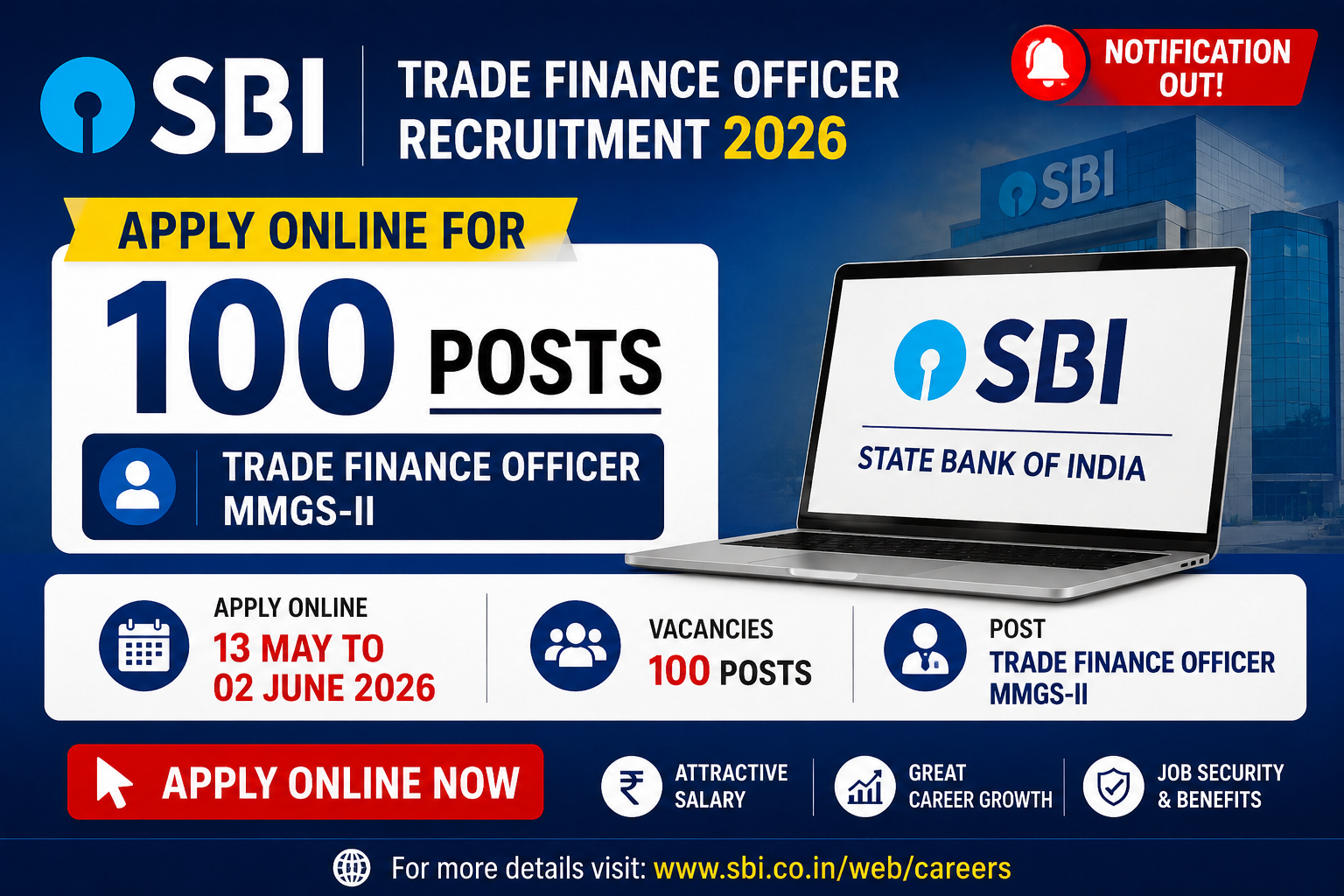 SBI Trade Finance Officer Recruitment 2026 Notification Out - Apply Online for 100 Posts