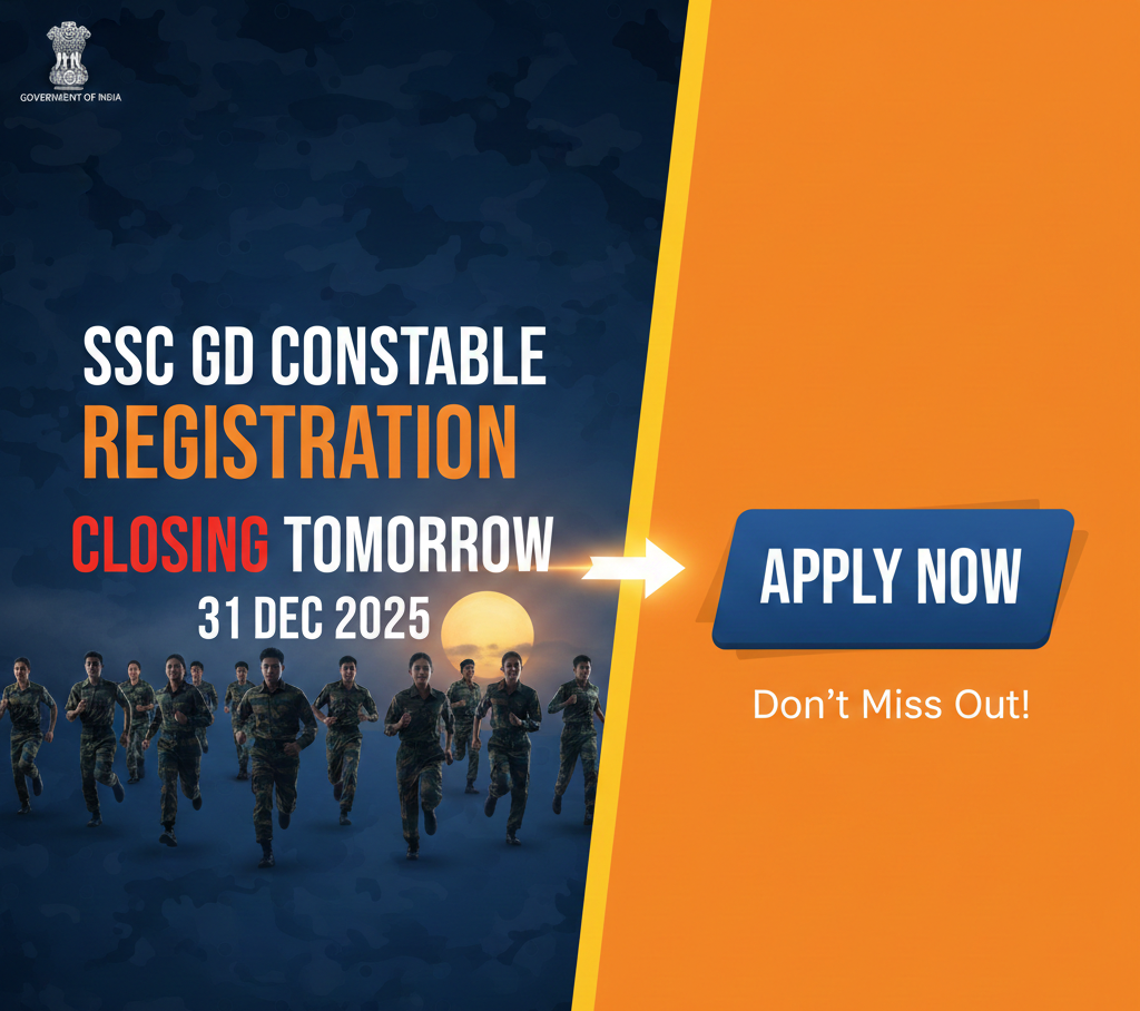 SSC GD Constable Registration Closing Tomorrow (31 Dec 2025) – Apply Now