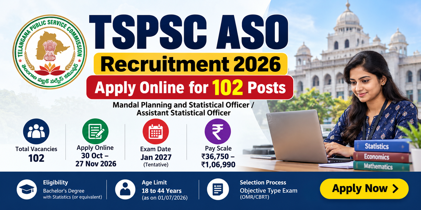 TSPSC ASO Recruitment 2026: Apply Online for 102 Posts